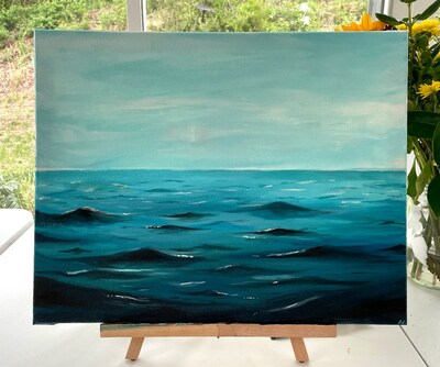 Ocean waves painting | Beautiful ocean waves painting | Acrylic on canvas - image1